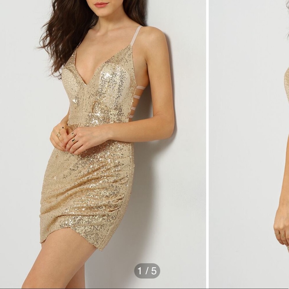 Fashion Nova Gold Sequin Dress*Donating Monday*